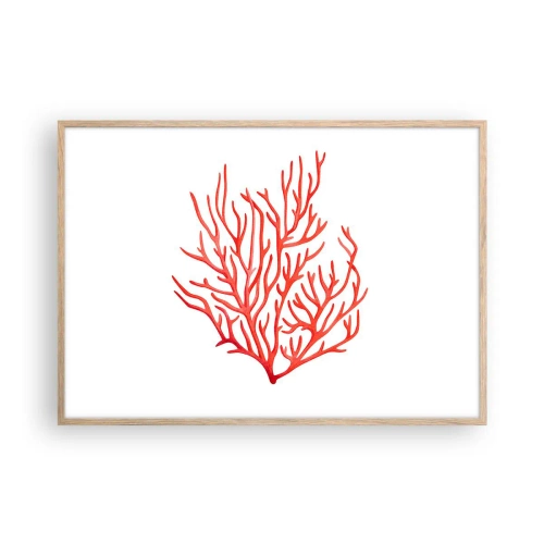 Poster in light oak frame - Coral Filigree - 100x70 cm