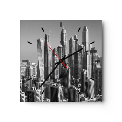 Wall clock - Clock on glass - City over a Desert - 40x40 cm