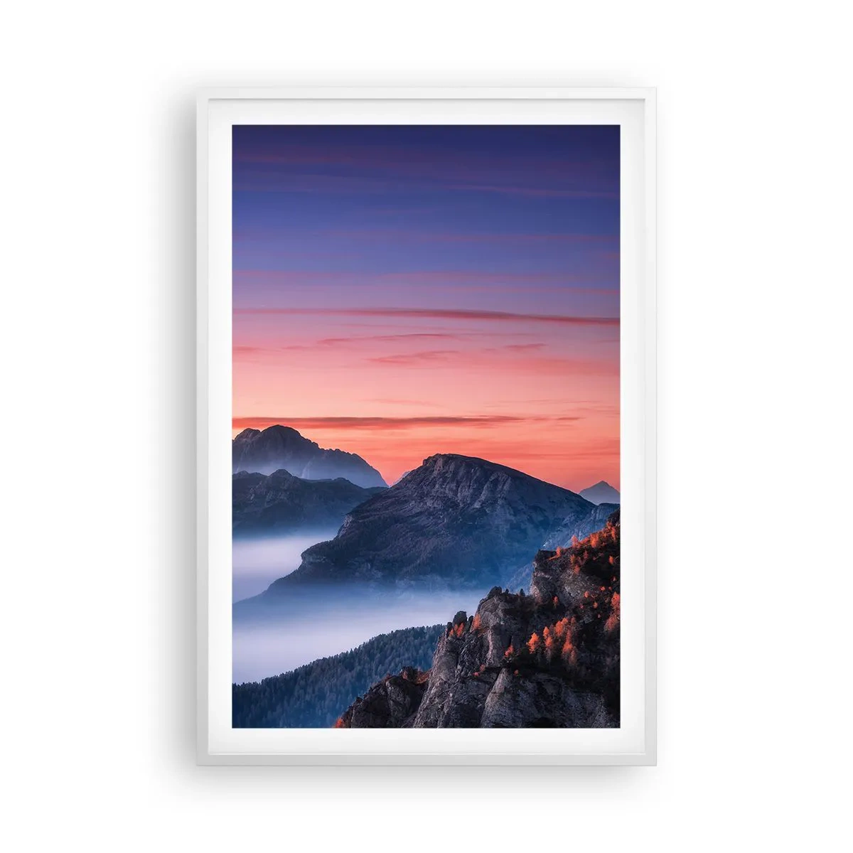 Poster in white frmae - Over the Valleys - 61x91 cm
