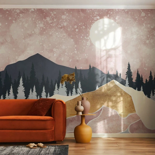 Photo Wallpaper Premium Sand - Night Guard - Graphics, Landscape, Mountains - 450x315 cm