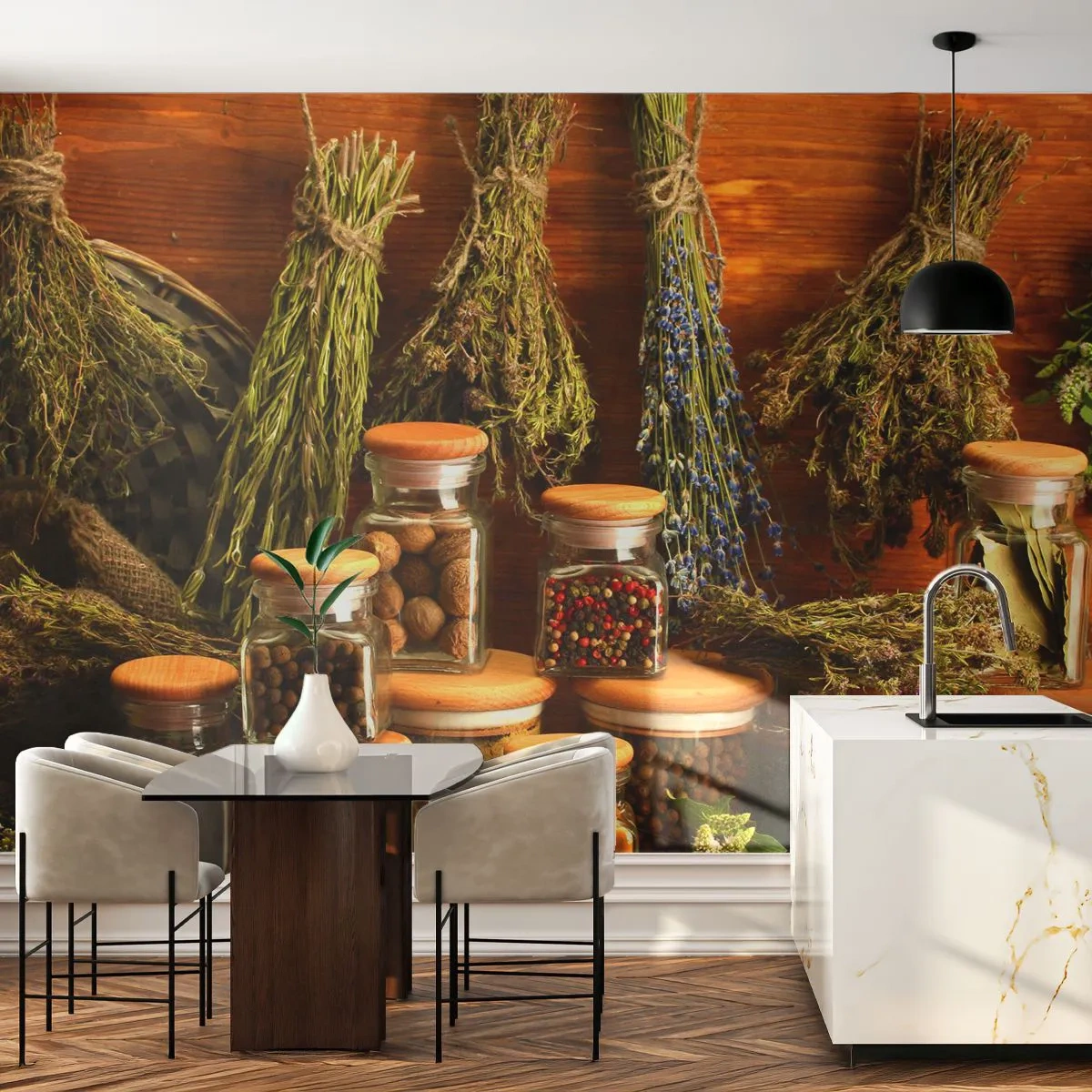 Photo Wallpaper Standard Eco - Kitchen Magic - Gastronomy, Dried Herbs, Spices - 350x256 cm