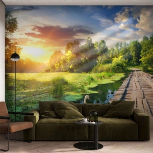 Self-Adhesive Photo Wallpaper Deluxe Sticker - Summer Everywhere - Landscape, Lake, Forest - 250x175 cm