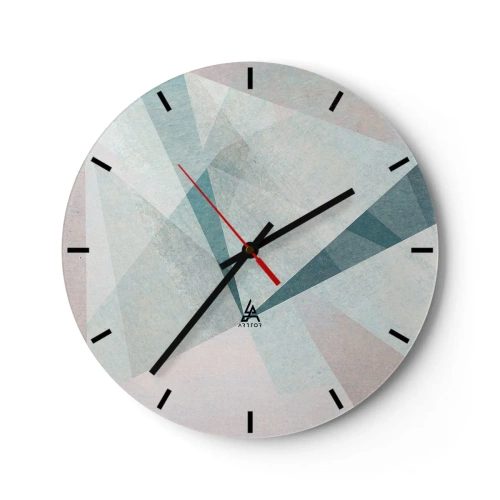 Wall clock - Clock on glass - Abstract patterns in shades of blue and gray - 30x30cm - Calmly but Dynamically - Modern wall decoration for the living room, kitchen, and bedroom ARTTOR