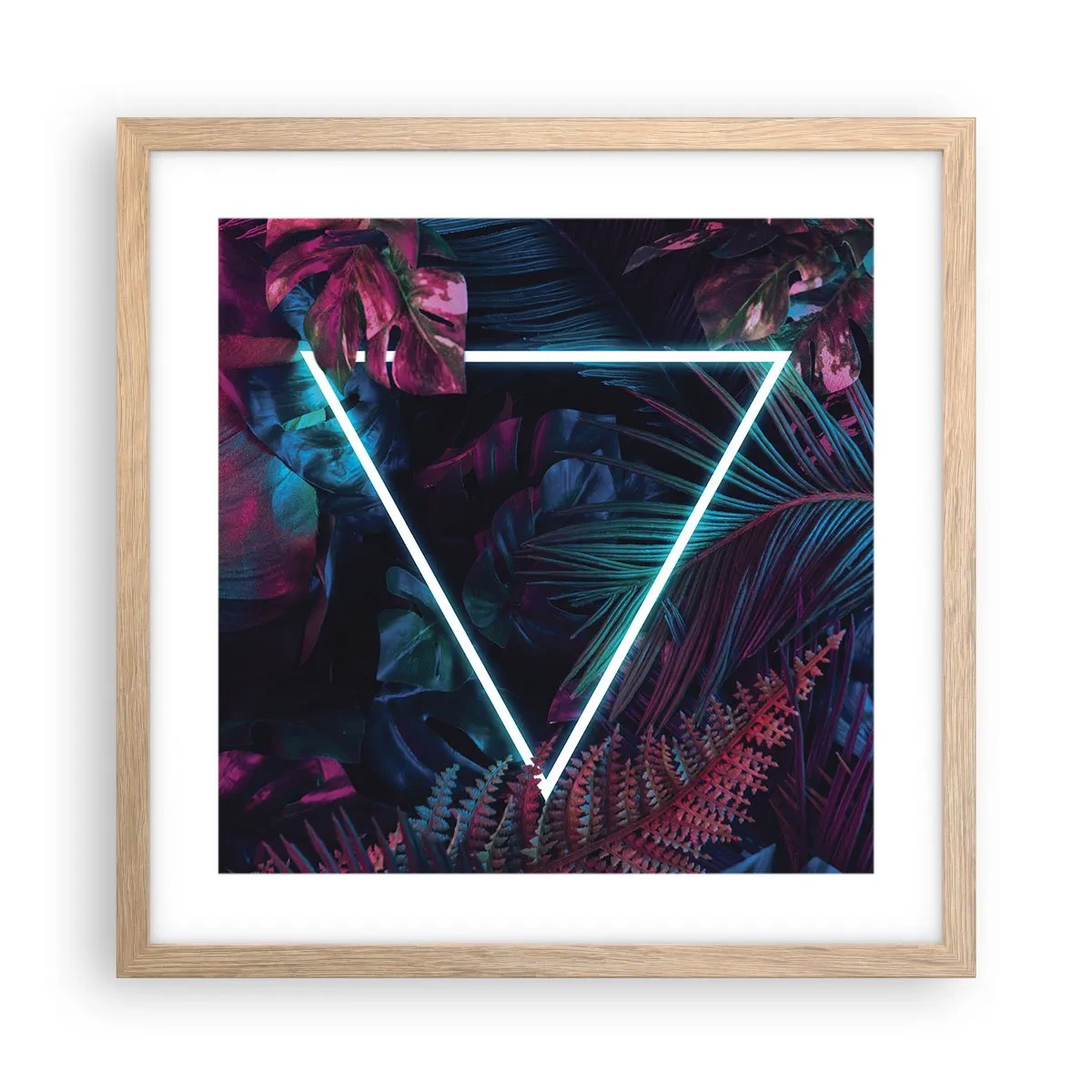 Poster in light oak frame - Disco Style Garden - 40x40 cm