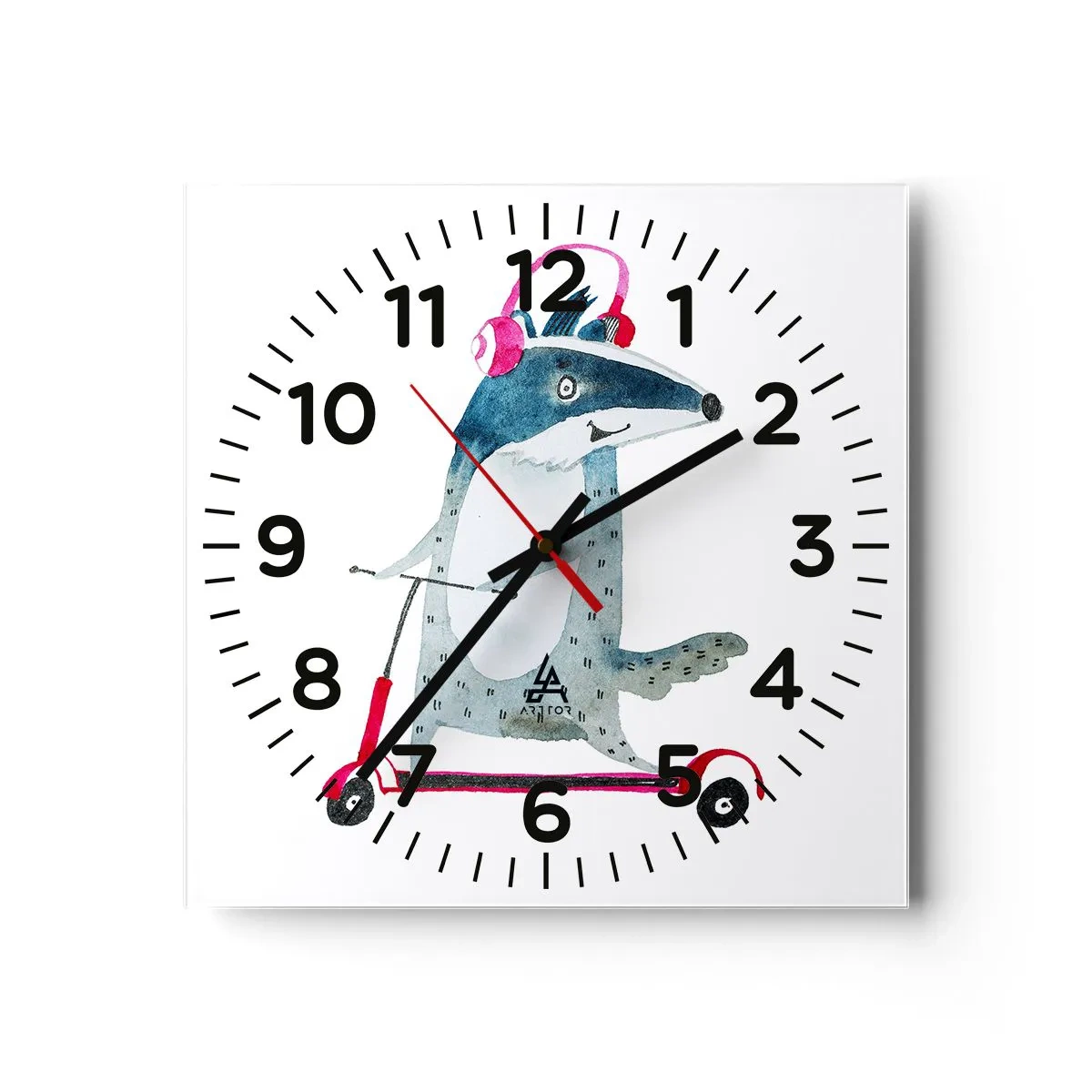 Wall clock - Clock on glass - Joys of a Badger - 40x40 cm