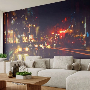 Photo Wallpaper Premium Sand - Drowned in City Lights - City, Architecture, Night life - 250x175 cm