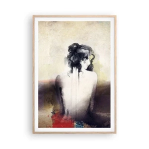 Poster in light oak frame - Gentle Lines, Oval Shapes - 70x100 cm