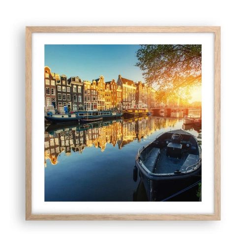 Poster in light oak frame - Morning in Amsterdam - 50x50 cm