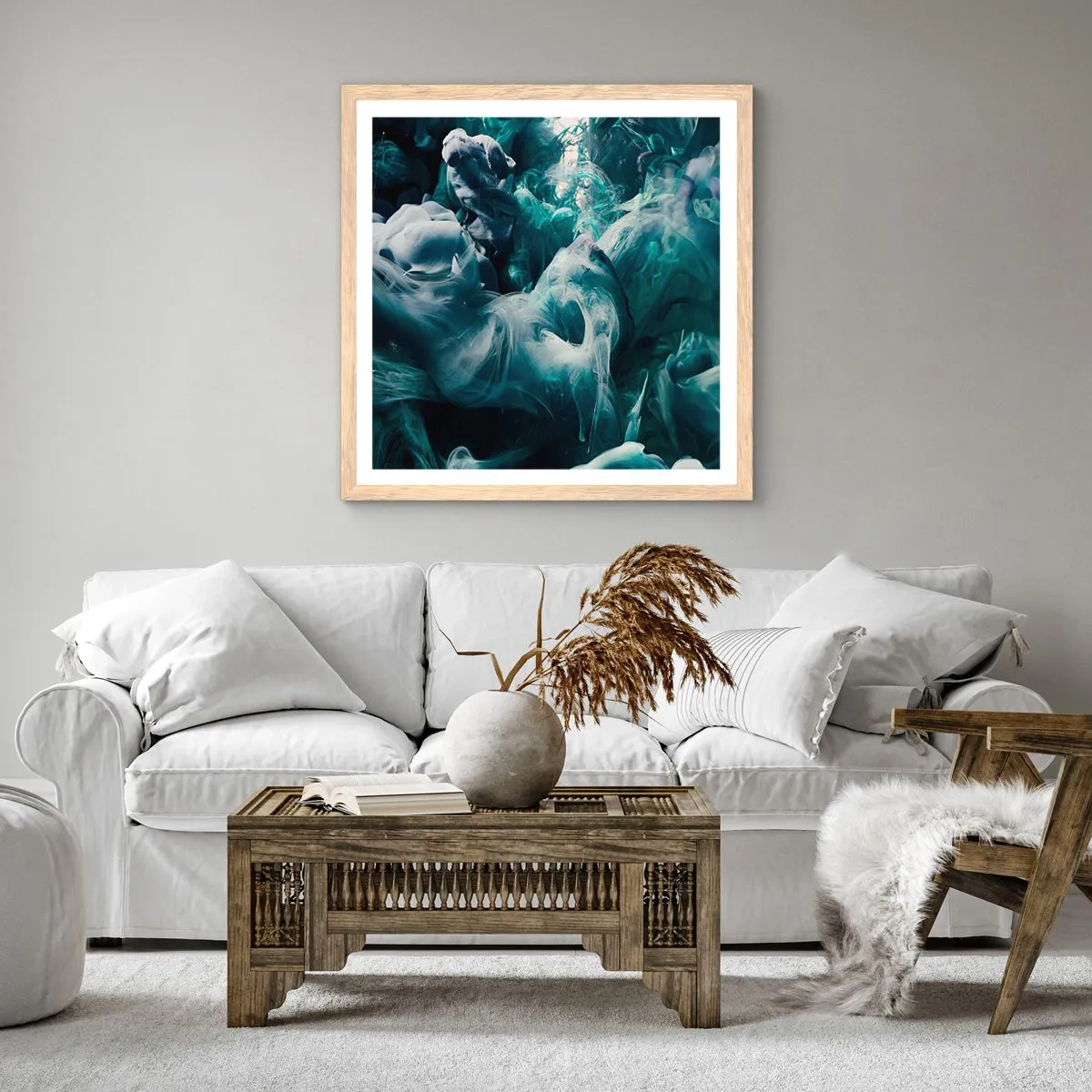 Poster in light oak frame - Movement of Colour - 30x30 cm