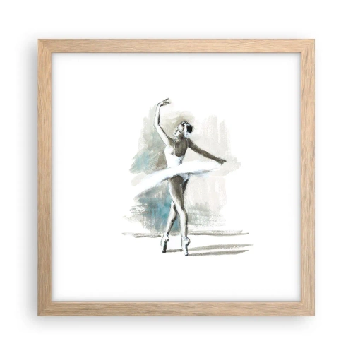 Poster in light oak frame - Enchanted into a Swan - 30x30 cm