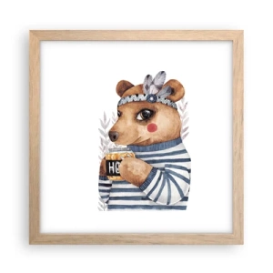 Poster in light oak frame - Sweet Lady Bear - 30x30 cm
