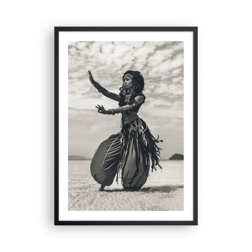 Poster in black frame - An ethnic dancer against a desert landscape - 50x70cm - Dance of Southern Islands - Modern wall decoration for the living room and bedroom ARTTOR