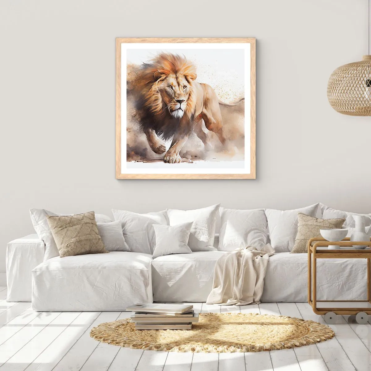 Poster in light oak frame - King is on the Move - 30x30 cm