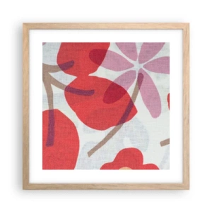Poster in light oak frame - Flower Composition in Pink - 40x40 cm