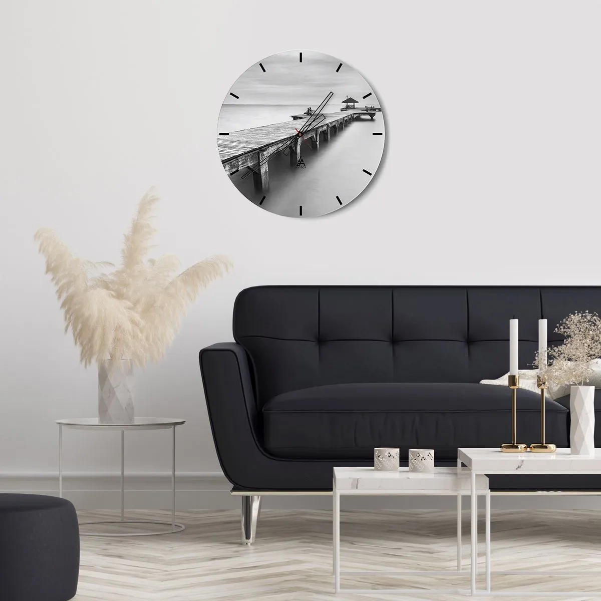 Wall clock - Clock on glass - Into the Distance - 30x30 cm