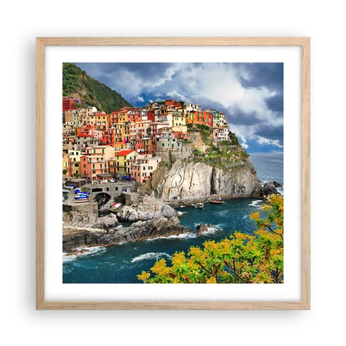 Poster in light oak frame - Hugging the Rocks - 50x50 cm