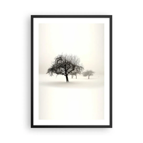 Poster in black frame - Winter landscape with lonely trees in a foggy setting - 50x70cm - Winter Dream - Modern wall decoration for the living room and bedroom ARTTOR