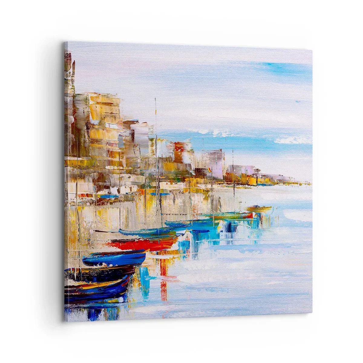 Canvas picture - Multicolour Town Marina - 60x60 cm