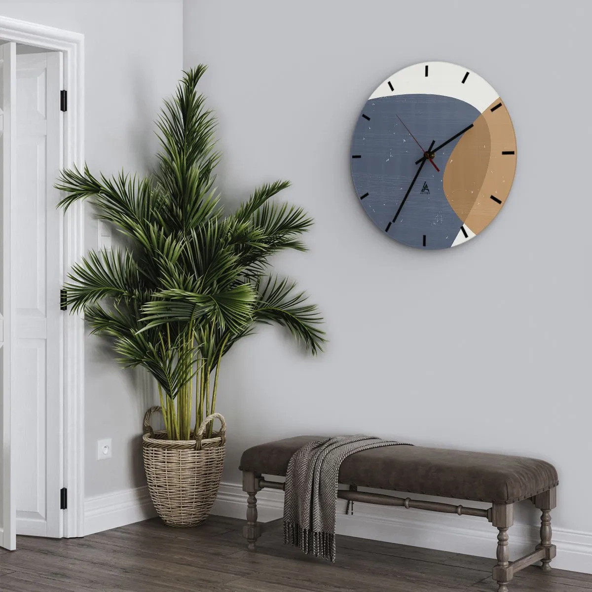 Wall clock - Clock on glass - Ovals and Intersections - 40x40 cm