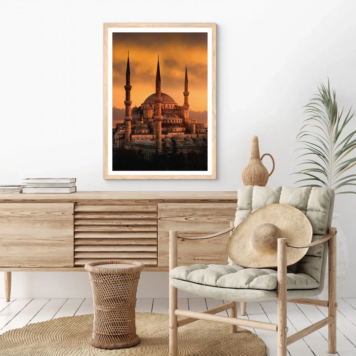 Poster in light oak frame - God Is Great - 70x100 cm