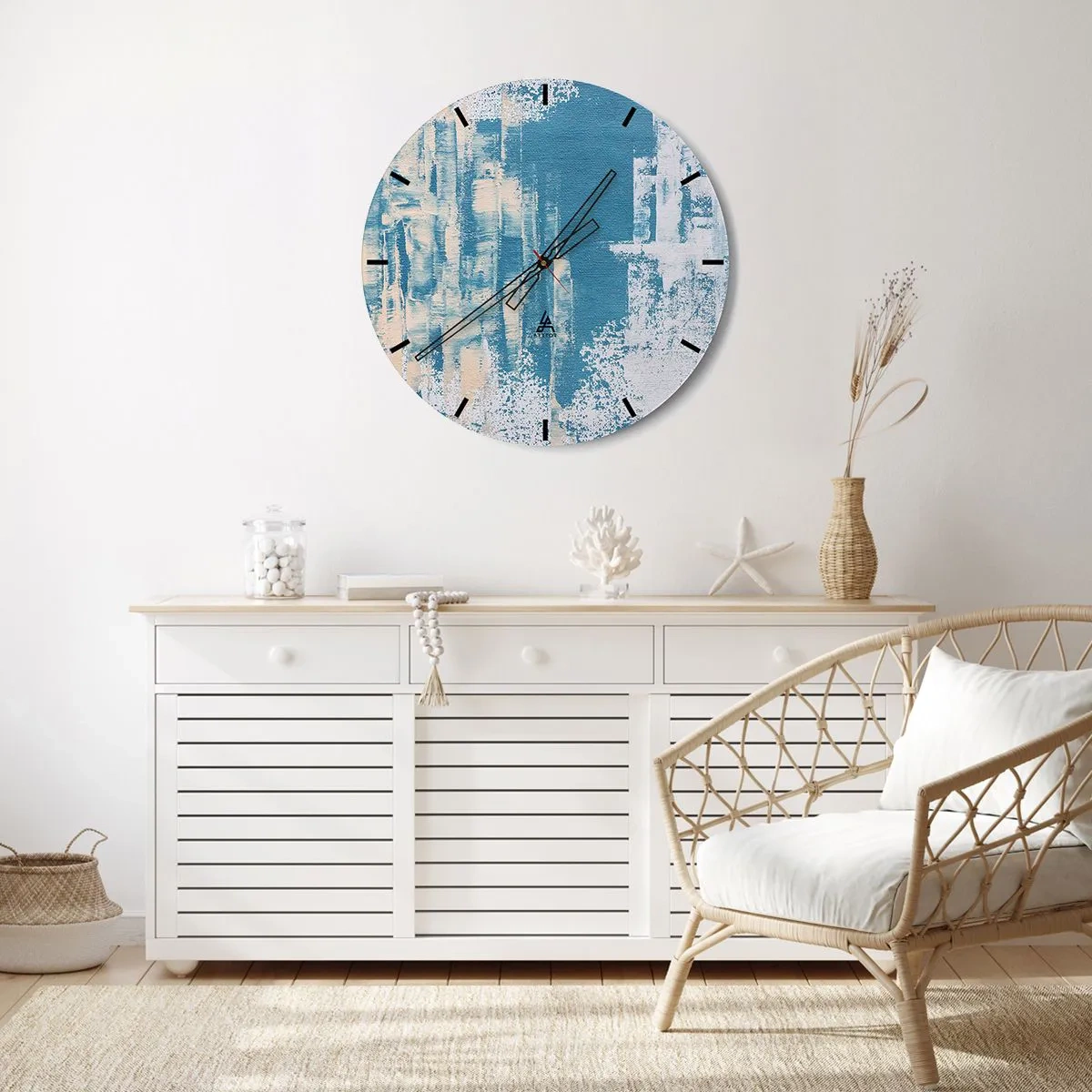 Wall clock - Clock on glass - Through an Icicle - 40x40 cm
