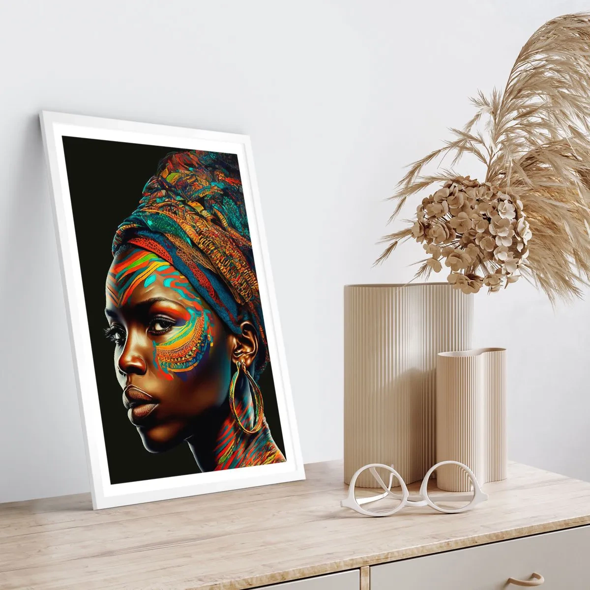 Poster in white frmae - African Queen - 50x70 cm