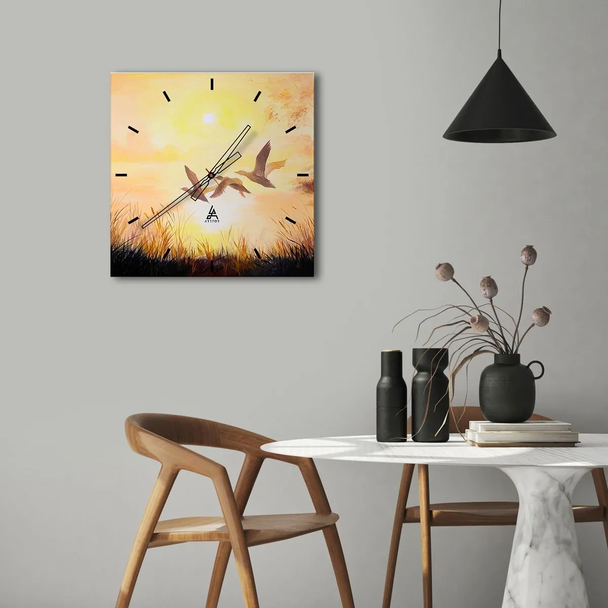 Wall clock - Clock on glass - Beginning of a Distant Journey - 40x40 cm