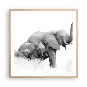 Poster in light oak frame - One, Two, Three - 60x60 cm