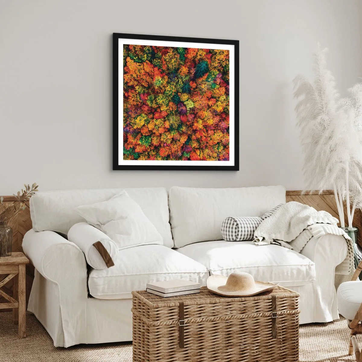 Poster in black frame - Bouquet of Autumn Flowers - 50x50 cm