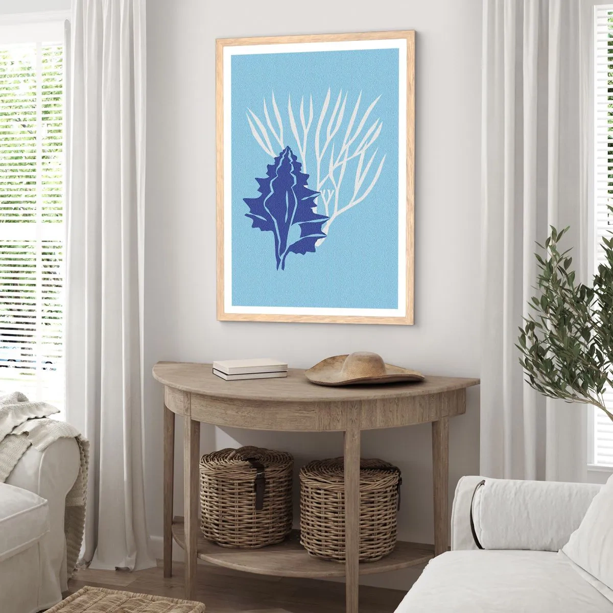 Poster in light oak frame - Leaf Forms - 61x91 cm