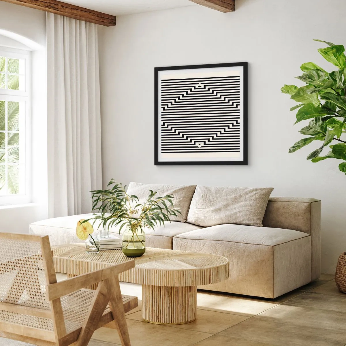 Poster in black frame - Geometrical Illusion - 60x60 cm