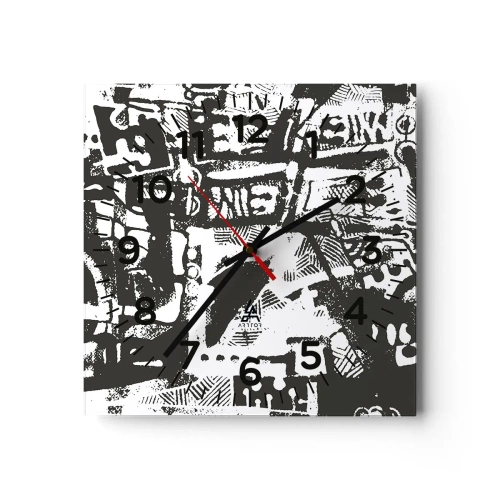 Wall clock - Clock on glass - Order or Chaos? - 30x30 cm