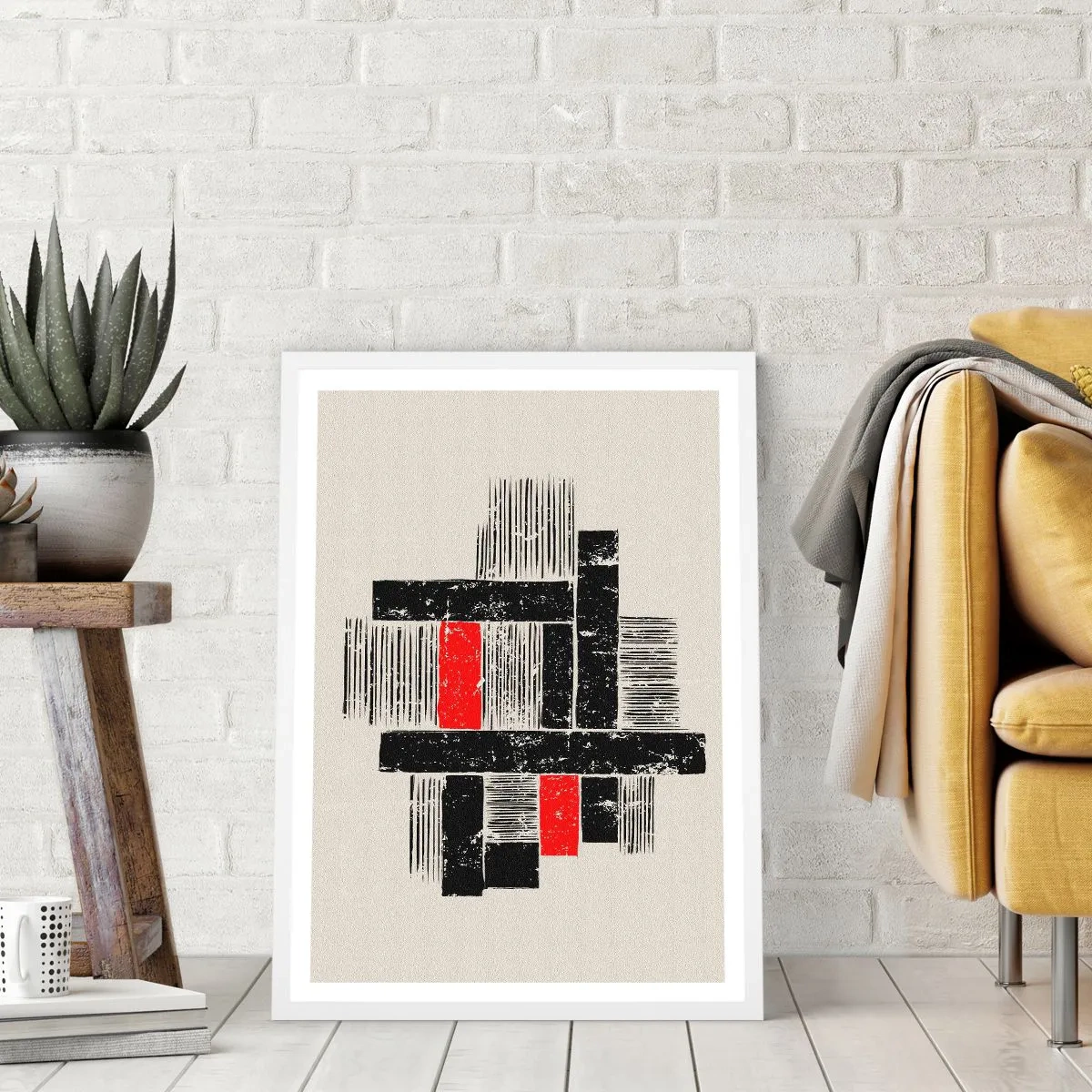 Poster in white frmae - Red and Black - 40x50 cm