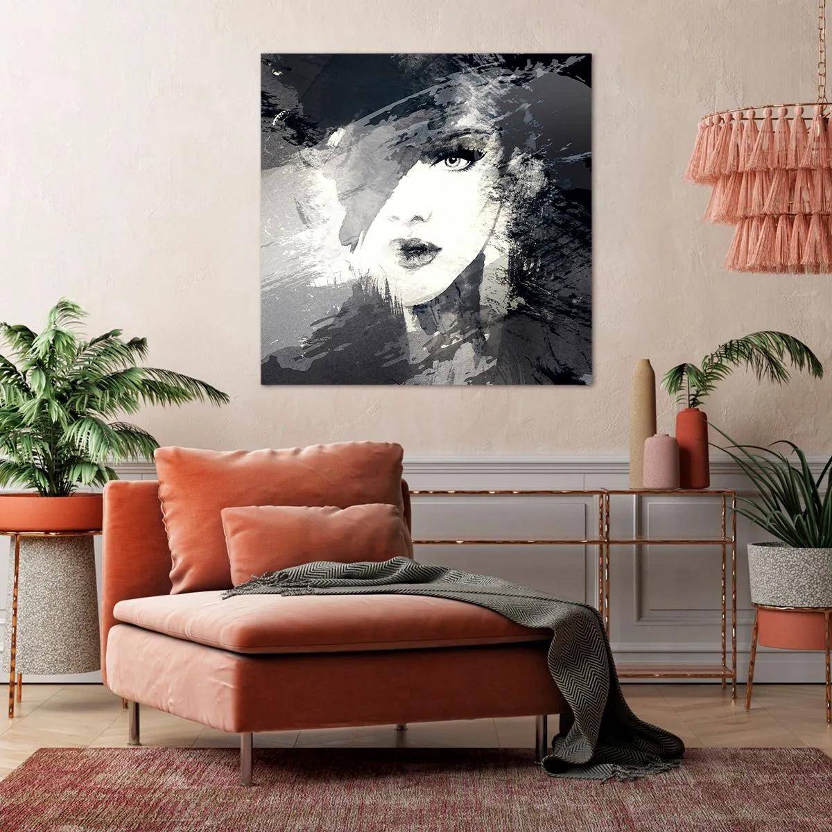 Canvas picture - From Behind Grey Voile - 40x40 cm