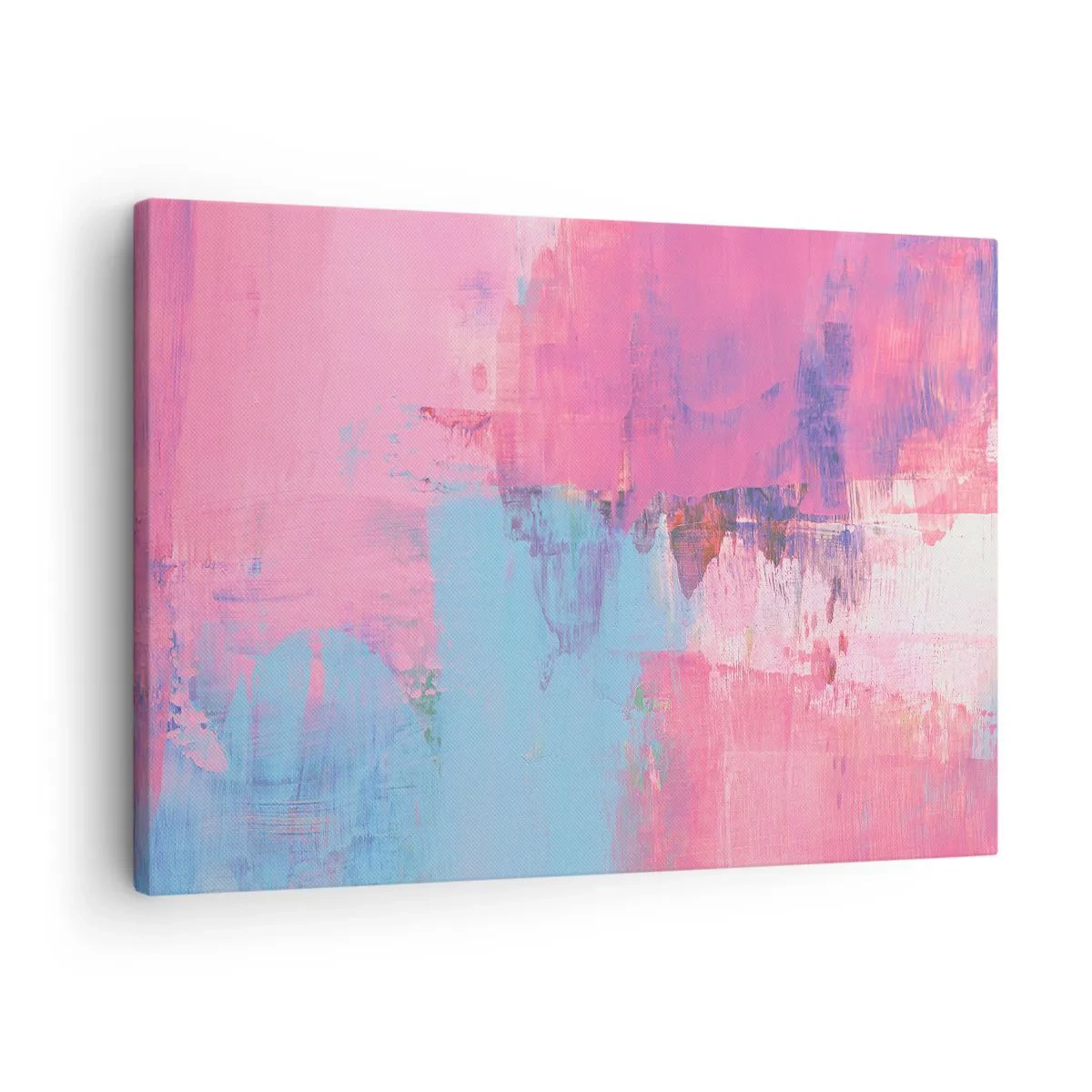Canvas picture - Abstract composition in pink and blue - 70x50cm - Pink, Blue and a Pinch of Light - Modern wall decoration for the living room and bedroom ARTTOR