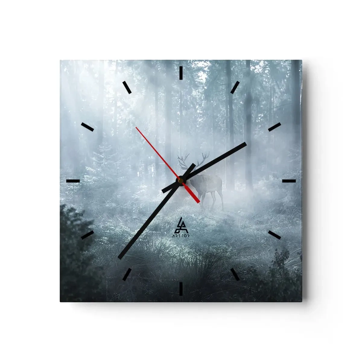 Wall clock - Clock on glass - Morning Round of the Estate - 40x40 cm