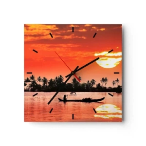 Wall clock - Clock on glass - Peace of the Tropics at Sunset - 30x30 cm
