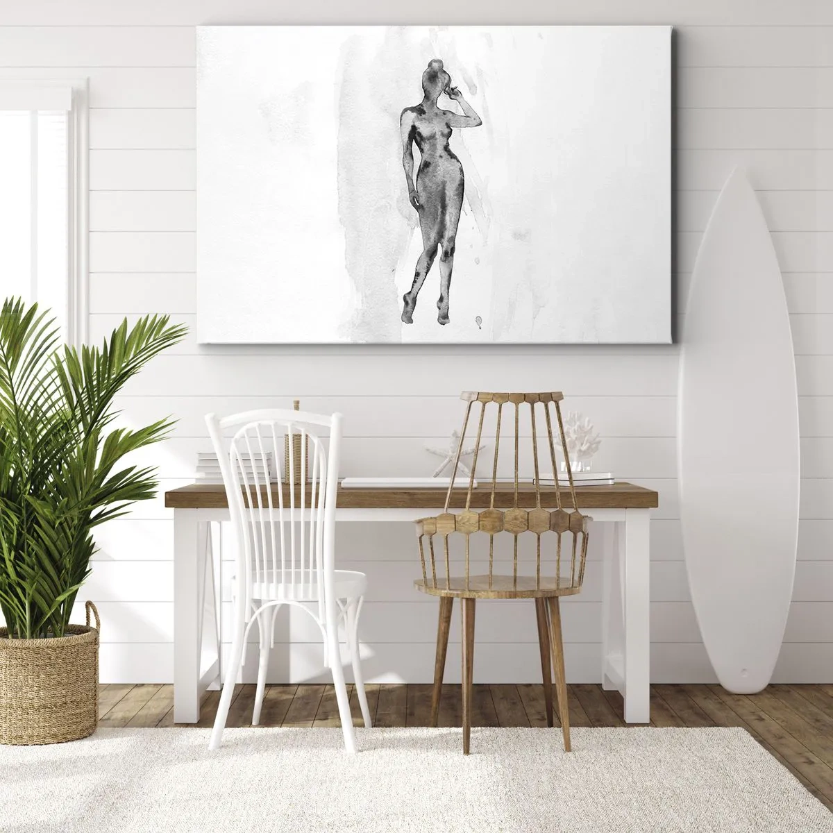 Canvas picture - Sketch of a woman's silhouette in shades of gray - 70x50cm - Study of Ideal of Feminity - Modern wall decoration for the living room and bedroom ARTTOR