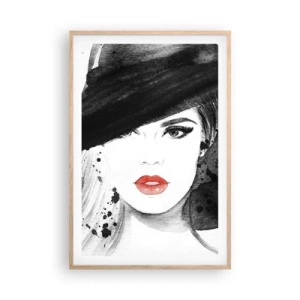 Poster in light oak frame - Lady in Black - 61x91 cm