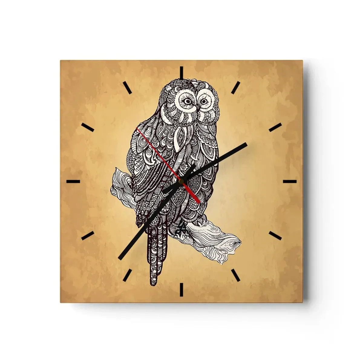 Wall clock - Clock on glass - Mysterious Ornaments of Wisdom - 40x40 cm