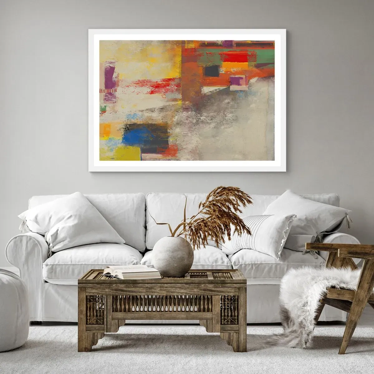 Poster in white frmae - Geometry of Colours - 70x50 cm