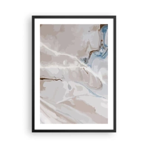 Poster in black frame - Marble pattern in delicate beige and blue shades - 50x70cm - Blue Meanders under White - Modern wall decoration for the living room and bedroom ARTTOR