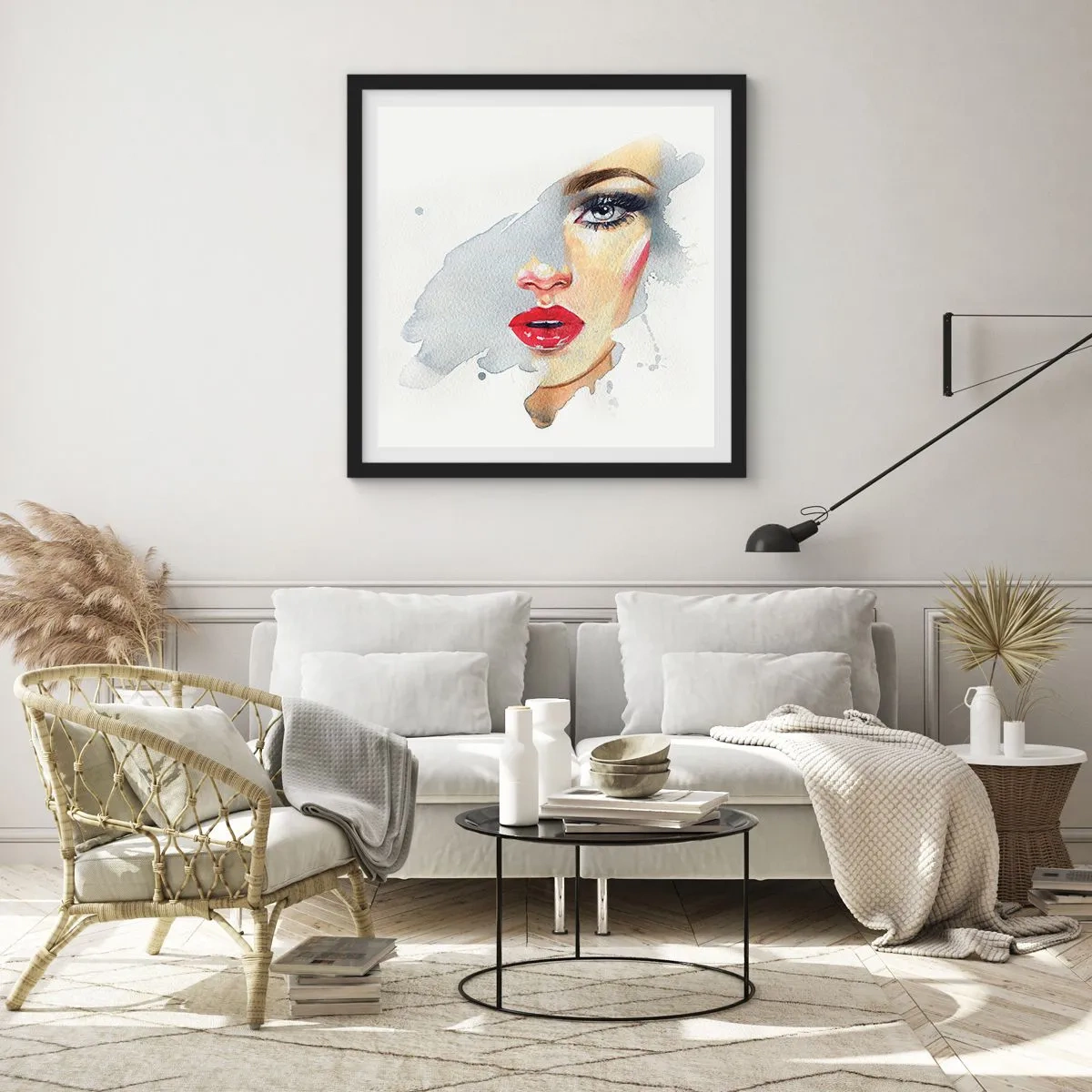 Poster in black frame - Reflection in a Waterdrop - 50x50 cm