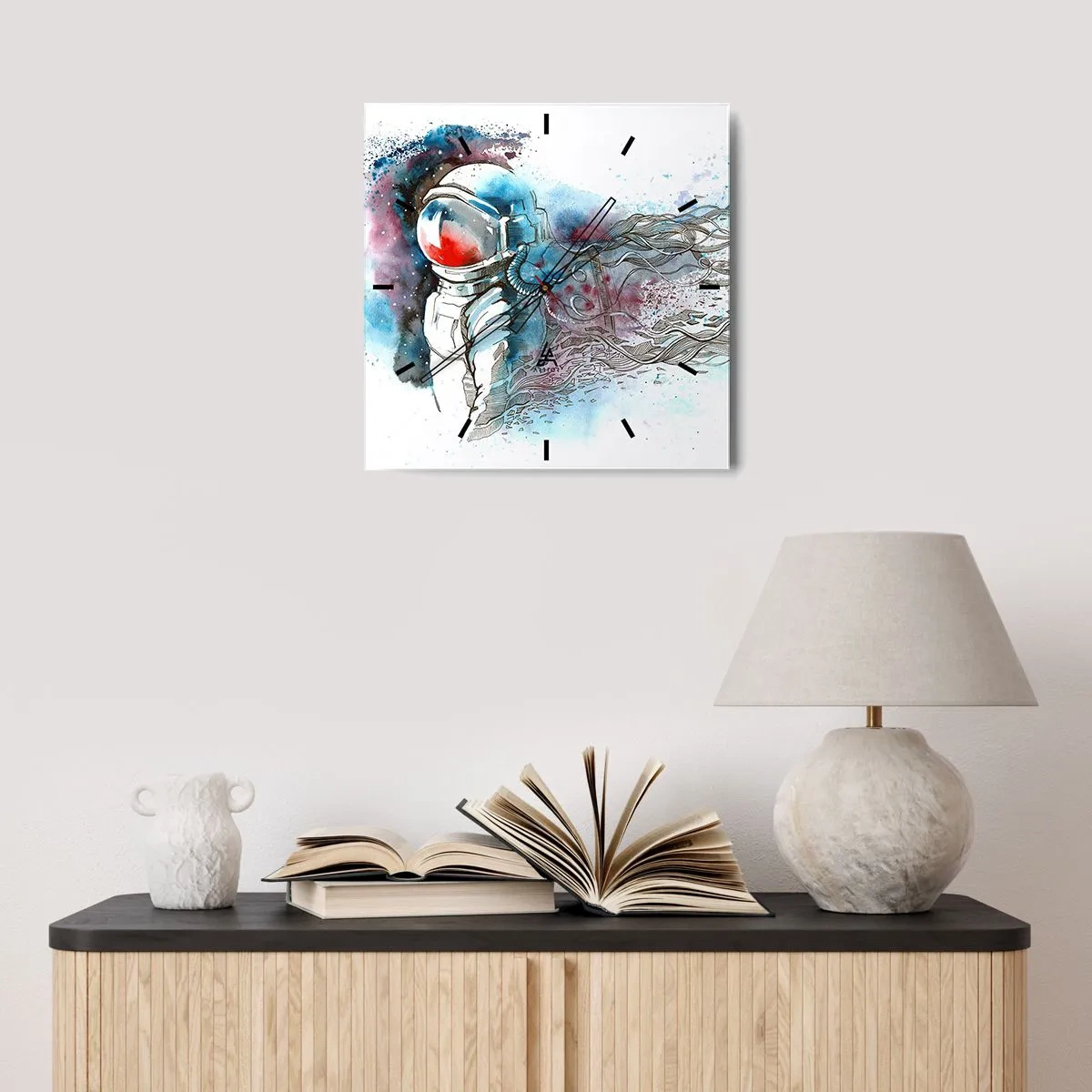 Wall clock - Clock on glass - Alone In Space - 30x30 cm