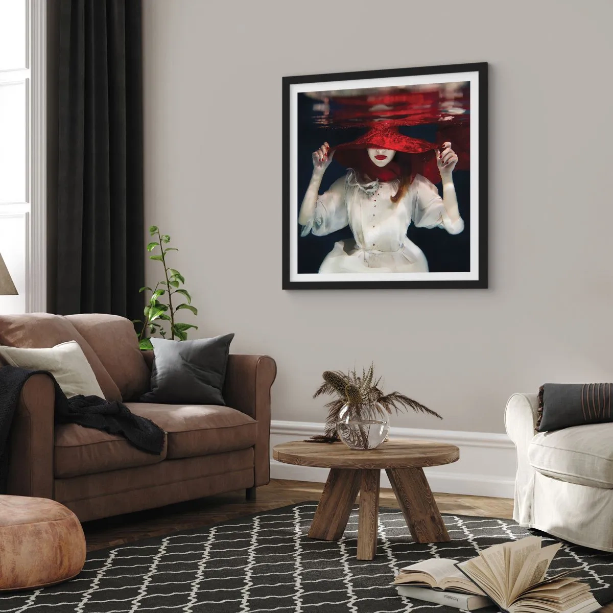 Poster in black frame - Mysterious Woman - 60x60 cm