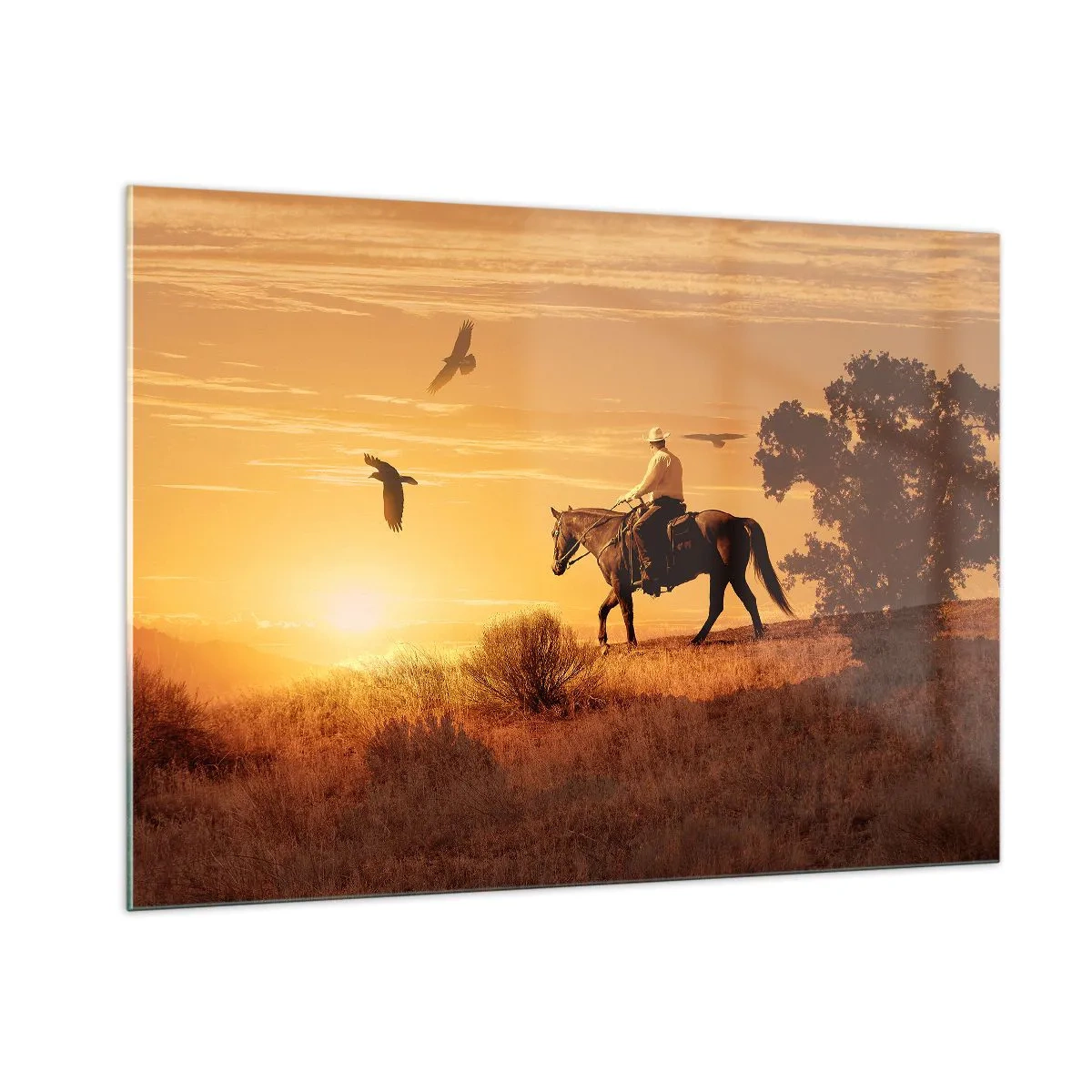Glass picture - Alone through the Prairie - 100x70 cm