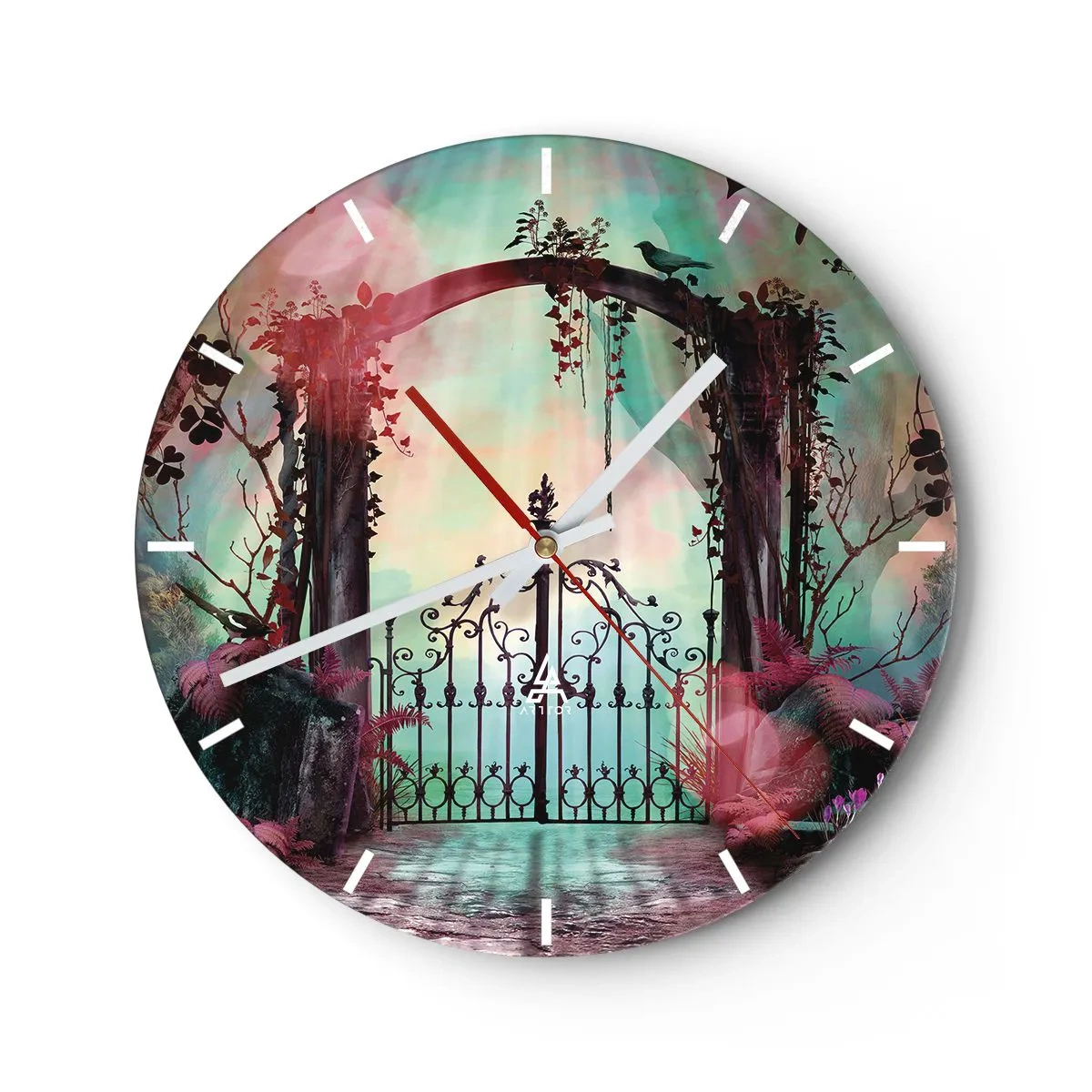 Wall clock - Clock on glass - Secret Garden - 40x40 cm
