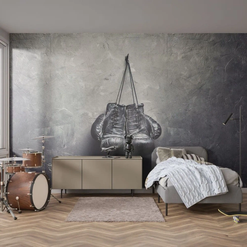 Photo Wallpaper Premium Canvas - A Time of Fight and a Time of Peace - Box, Boxing gloves, Vintage - 350x256 cm