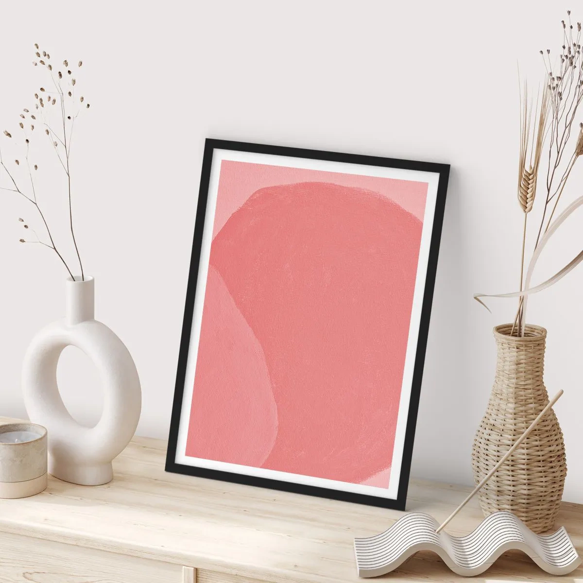 Poster in black frame - Abstract composition in shades of pink - 50x70cm - Organic Composition In Pink - Modern wall decoration for the living room and bedroom ARTTOR