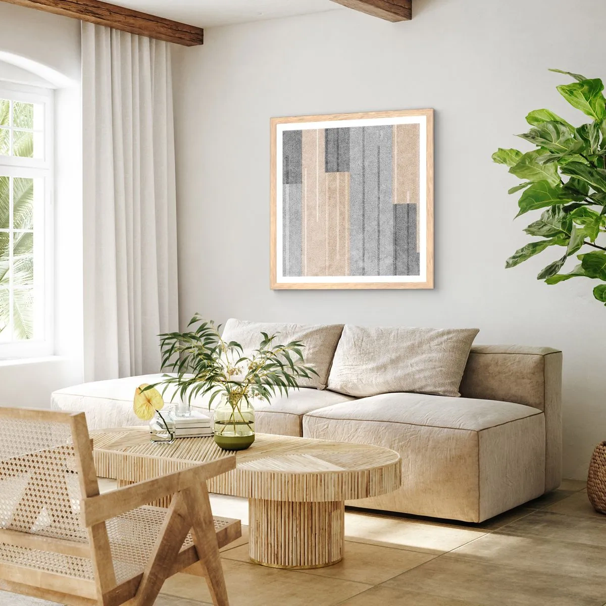 Poster in light oak frame - Composition: Keep Upright - 50x50 cm